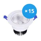 Lot 15x Spot encastrable LED Ronde inclinable 15W 1200lm 60D - 930  | 135mm - Diamètre 110mm - UGR 
